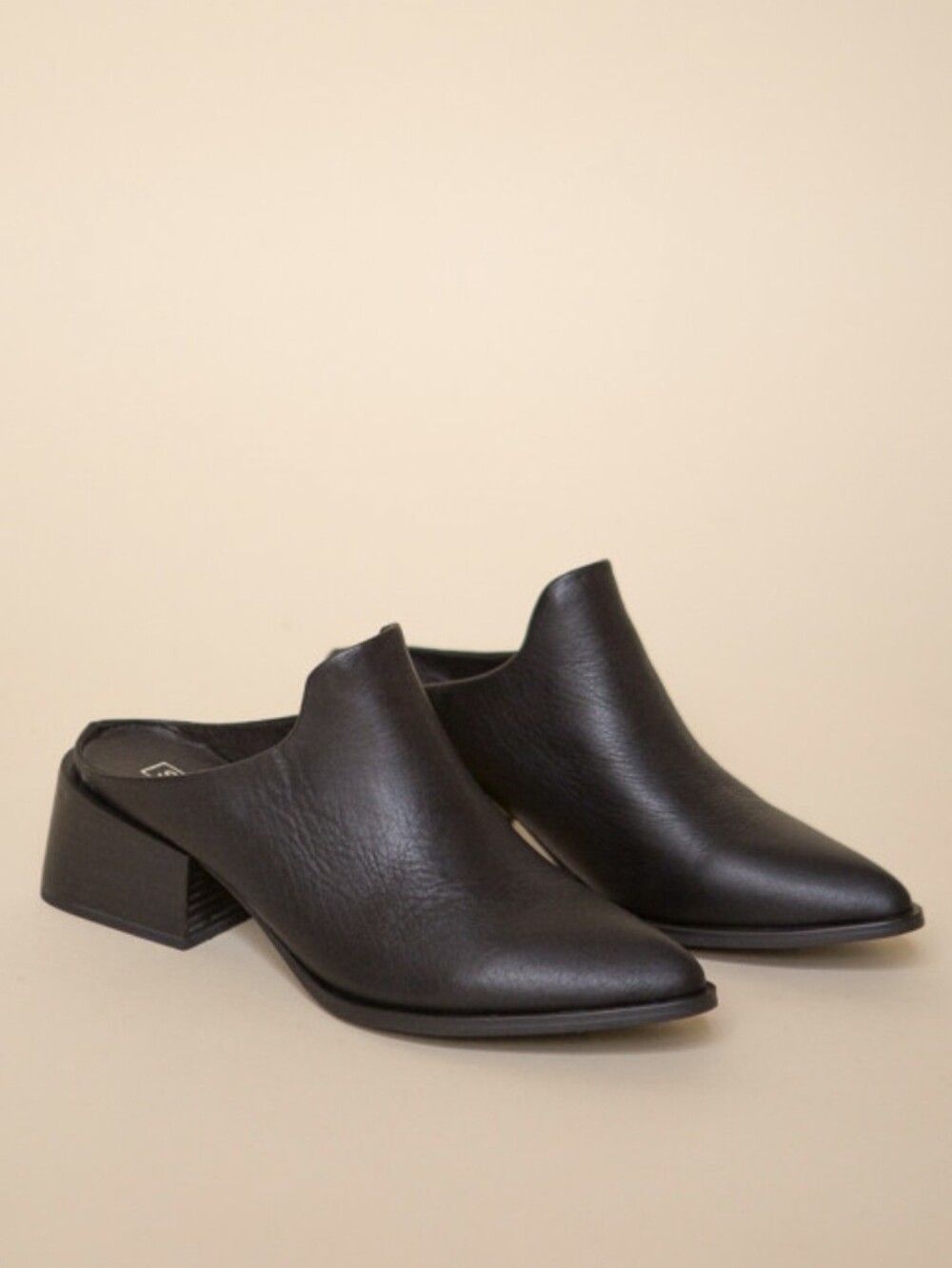 Sol Sana Contemporary Black Leather Mules with Metal Stud Detailing (EU 35)